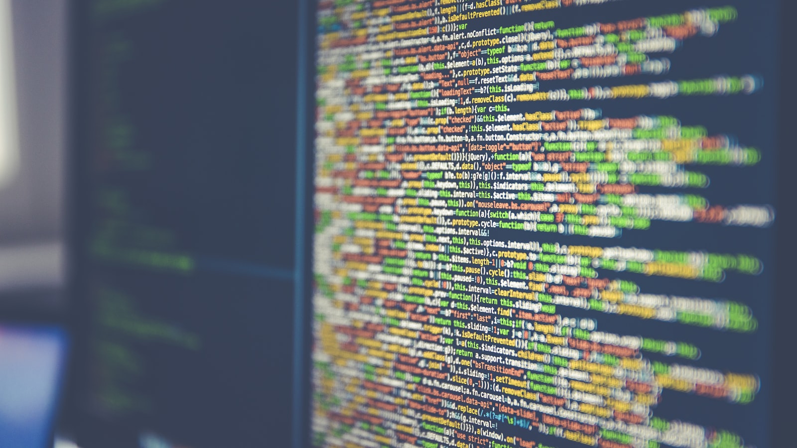 A colorful code editor screen with overlapping lines