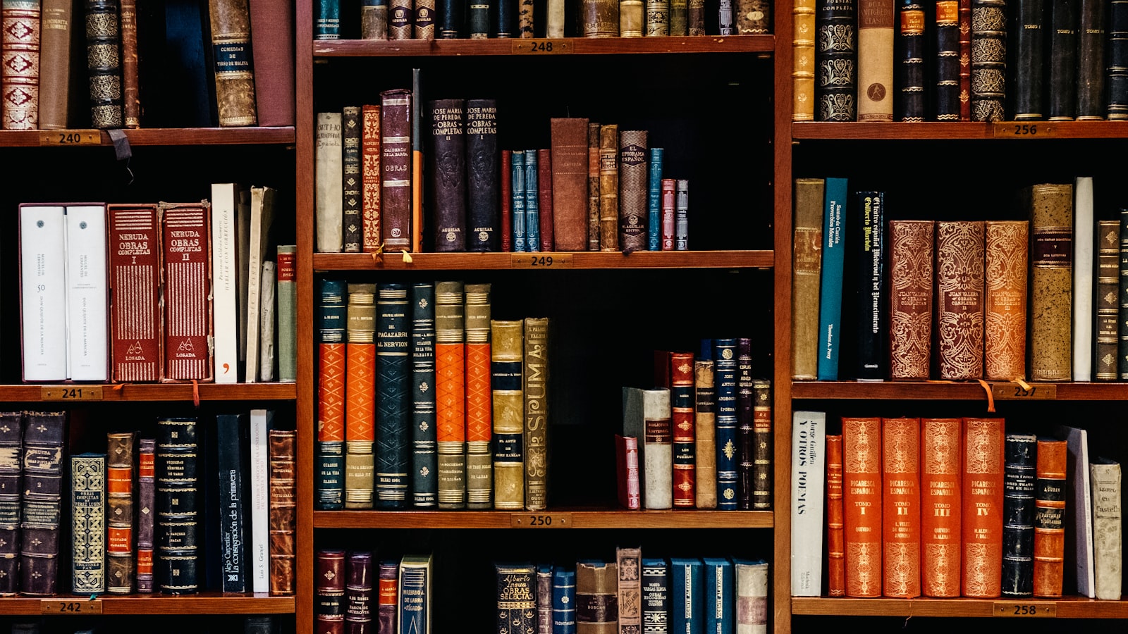 A bookshelf filled with old books